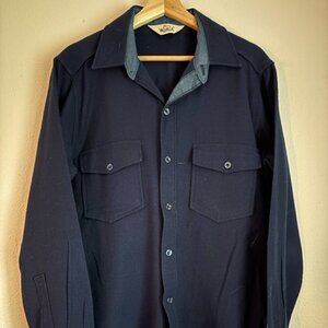 Old Woolrich Navy Blue Shirt Standard Fit Size Large